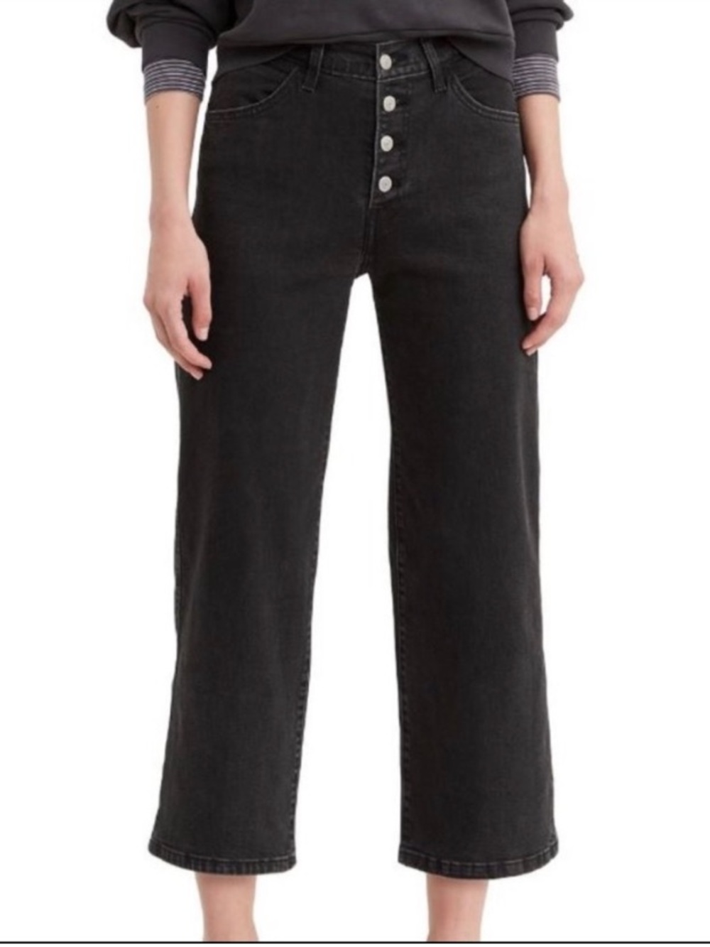 Levi’s NWT Mile High Cropped Wide Leg Black Mom Jeans size 25